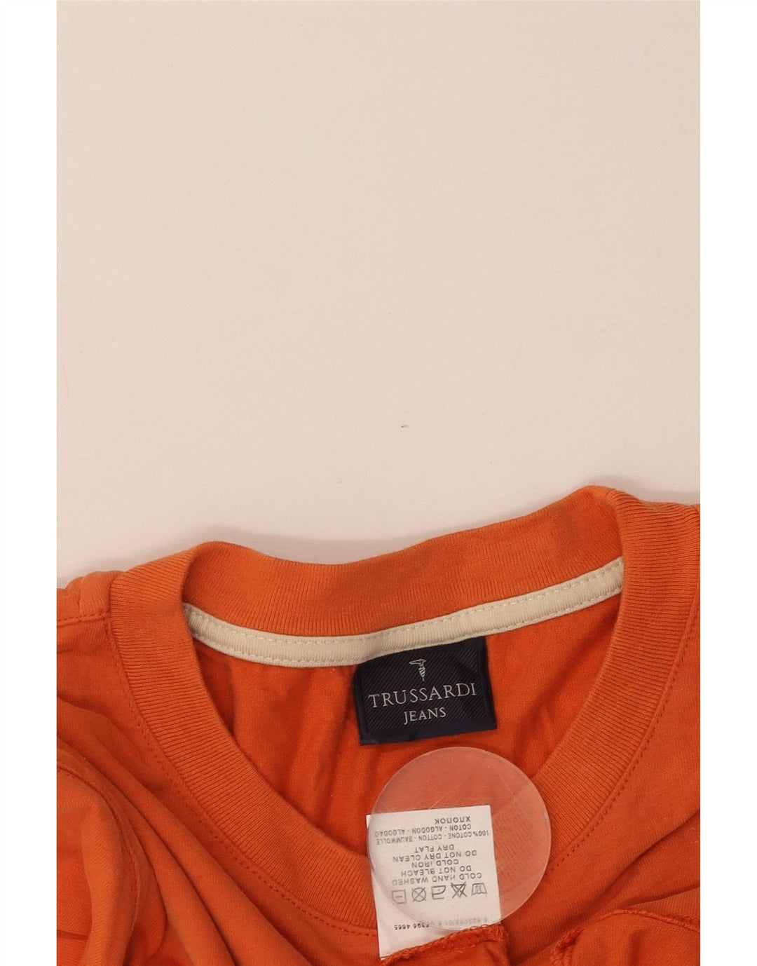 TRUSSARDI JEANS Top gráfico masculino manga comprida 2XL algodão laranja