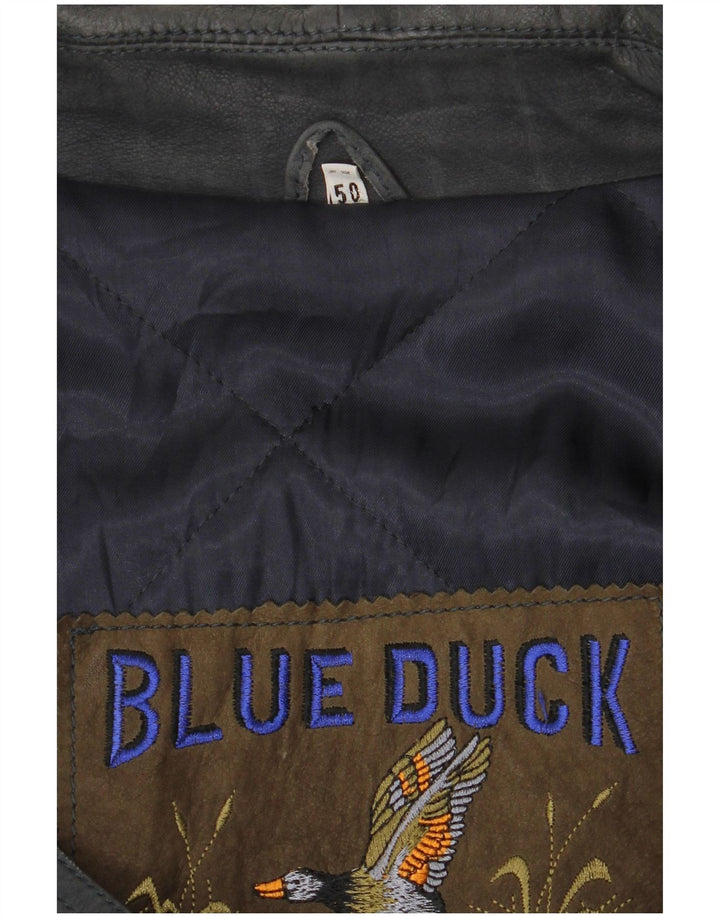 Casaco de couro masculino Blue Duck IT 50 grande azul marinho