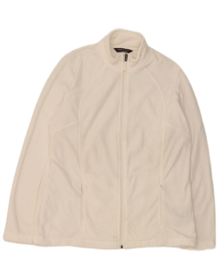 Jaqueta de lã feminina Marks & Spencer Reino Unido 16 grande poliéster branco