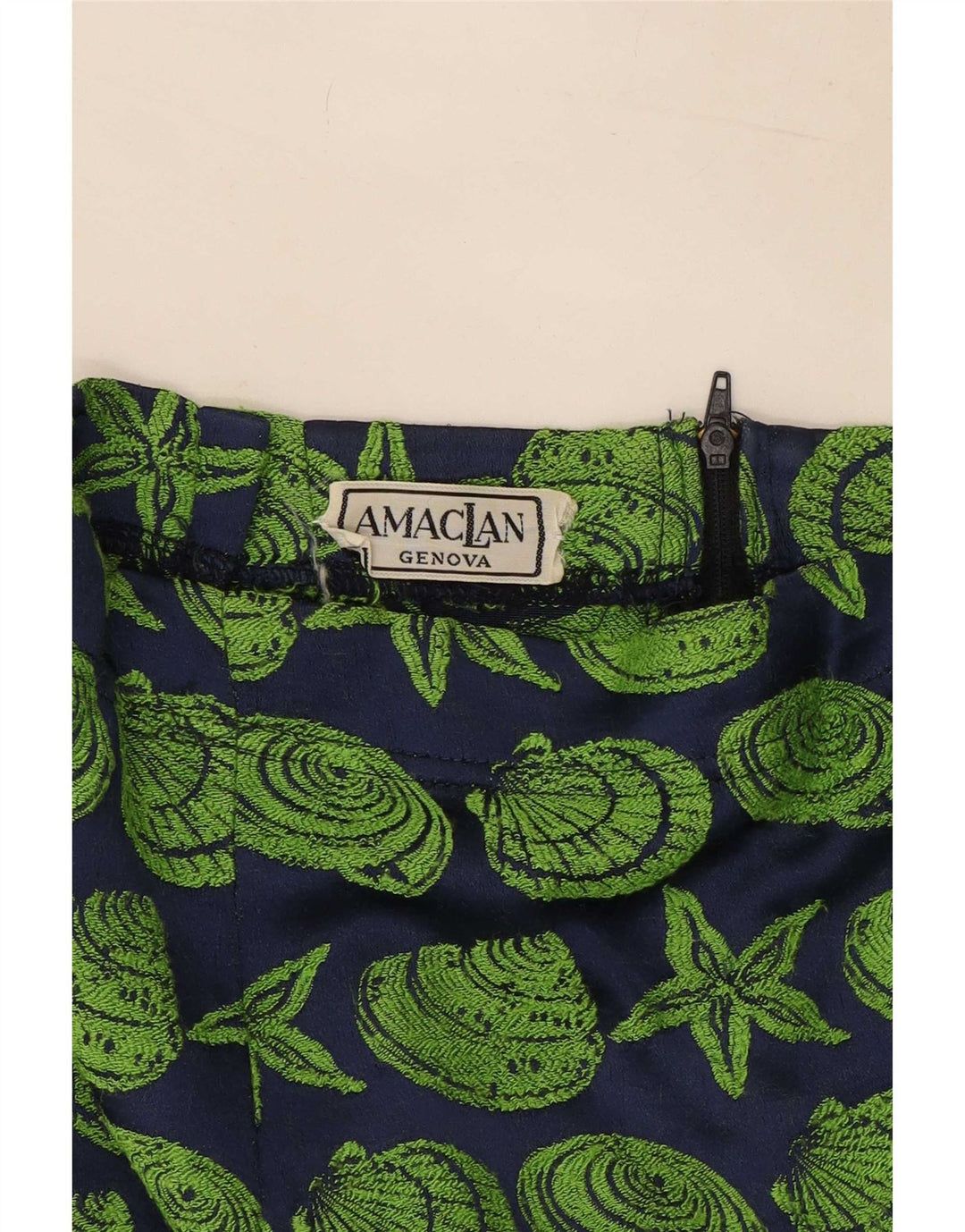 Saia lápis feminina vintage com padrão abstrato médio W28 azul marinho