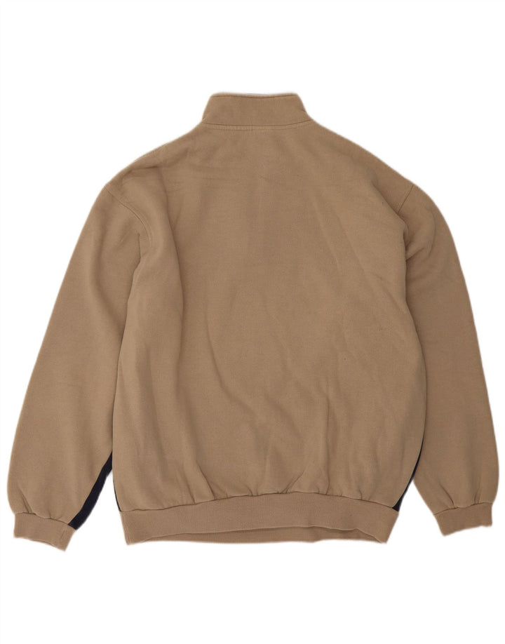 Moletom masculino Fila com zíper e gola alta de algodão bege médio