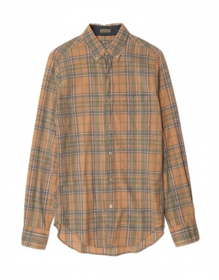 Camisa masculina sob medida J. CREW pequena xadrez laranja