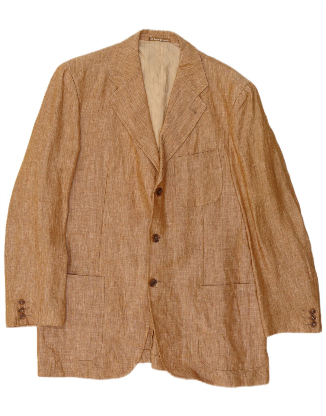 Jaqueta blazer masculina de 3 botões El Corte Ingles IT 50 grande linho marrom