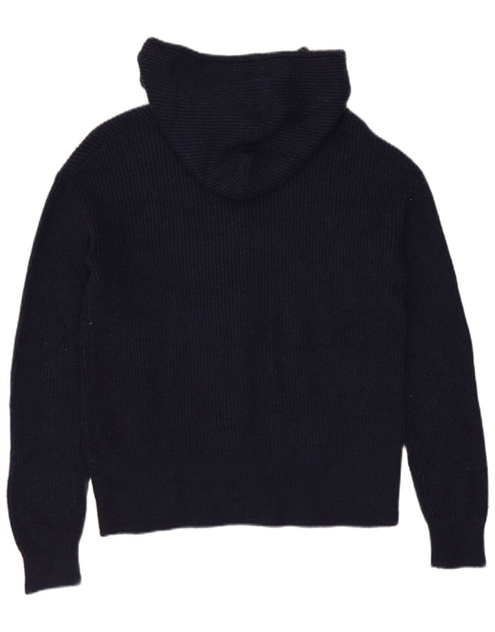 Suéter cardigã feminino com capuz Marks & Spencer Reino Unido 10 pequeno azul marinho