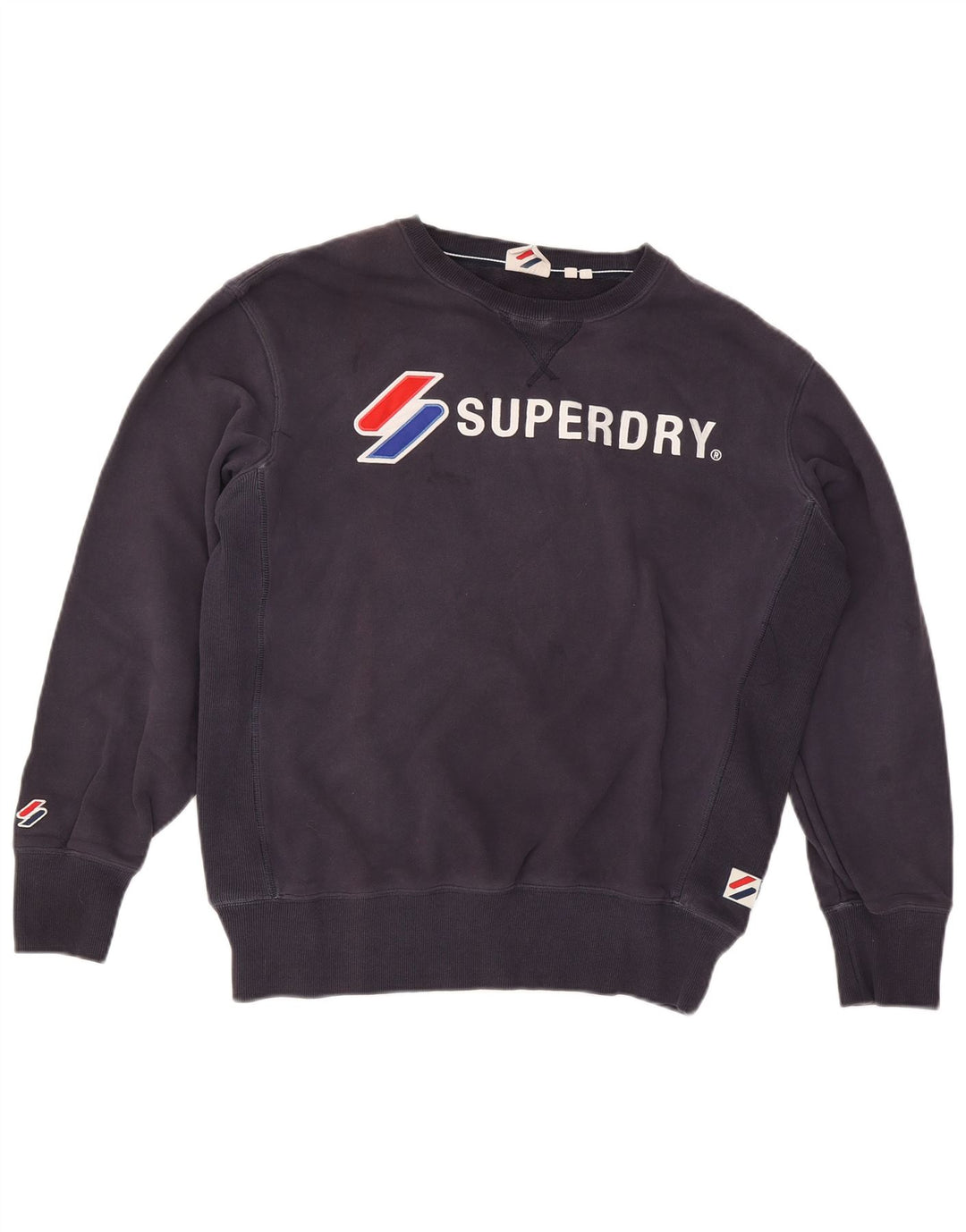 Superdry moletom gráfico masculino jumper grande algodão azul marinho