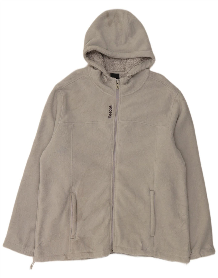 Jaqueta de lã com capuz masculina Reebok UK 42 XL poliéster cinza