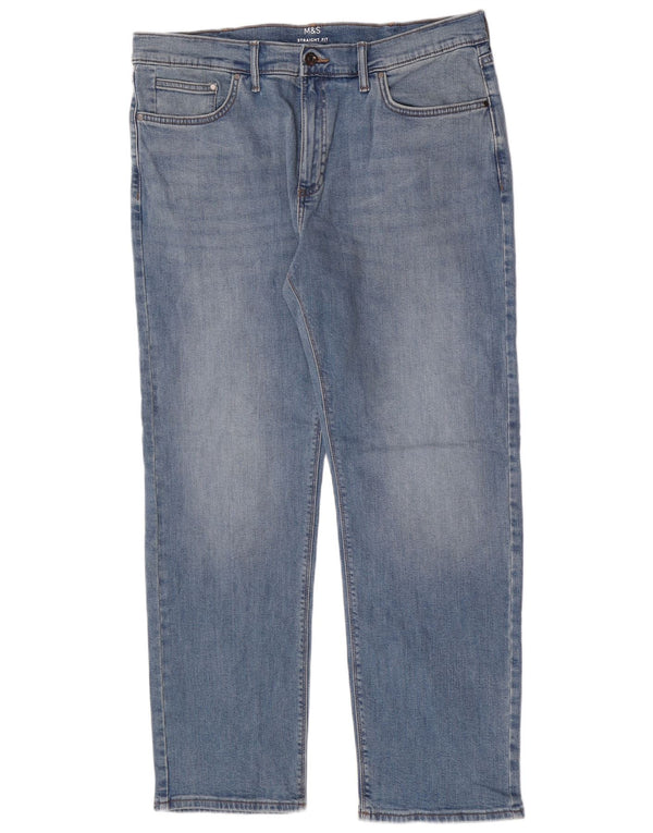 Marks & Spencer Calça jeans reta masculina W36 L29 algodão azul