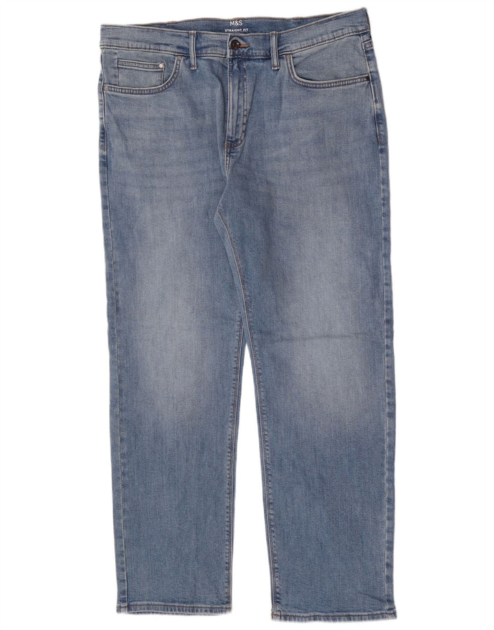 Marks & Spencer Calça jeans reta masculina W36 L29 algodão azul