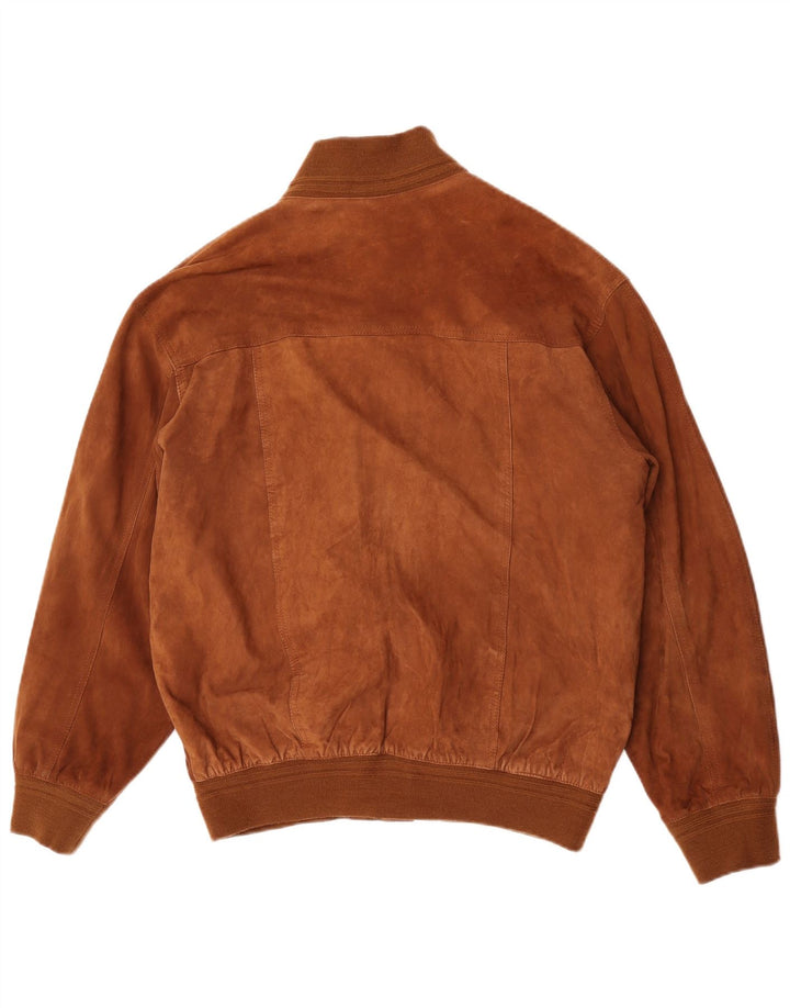 Jaqueta bomber masculina vintage de camurça EU 52 XL couro marrom