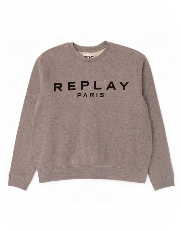 Suéter gráfico feminino Replay UK 20 2XL cinza