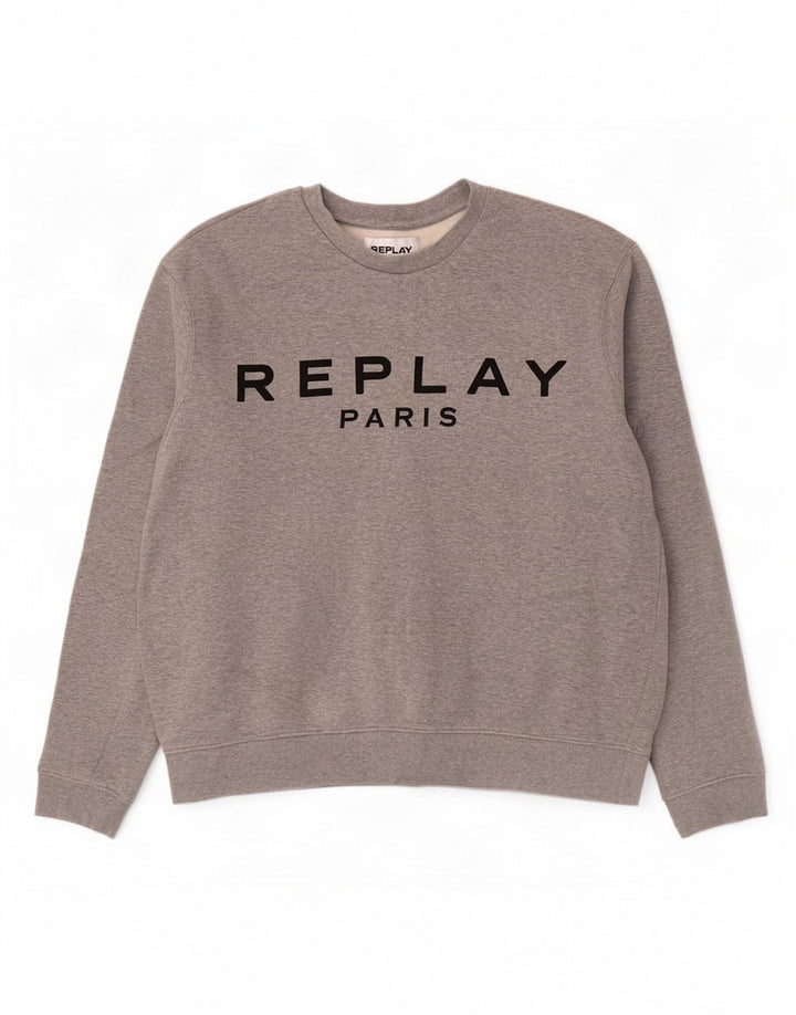 Suéter gráfico feminino Replay UK 20 2XL cinza