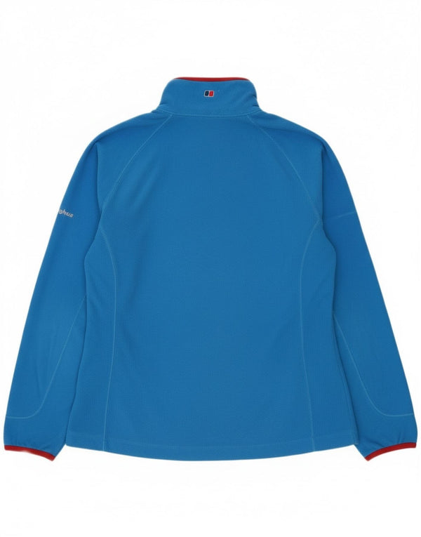 Suéter de lã feminino Berghaus com zíper e gola UK 14 grande azul
