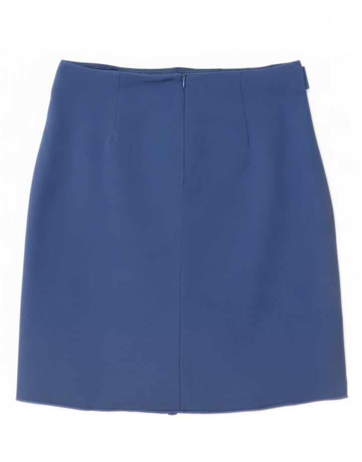 Saia reta feminina M&Co UK 12 médio W30 azul viscose
