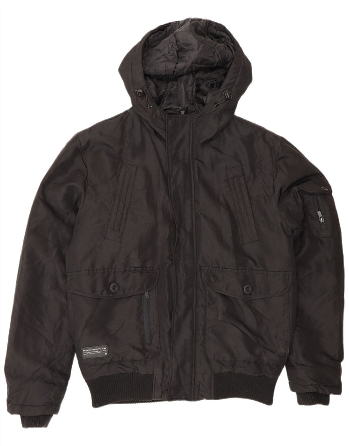 Jaqueta bomber masculina com capuz Jack & Jones Reino Unido 36 pequena poliamida preta