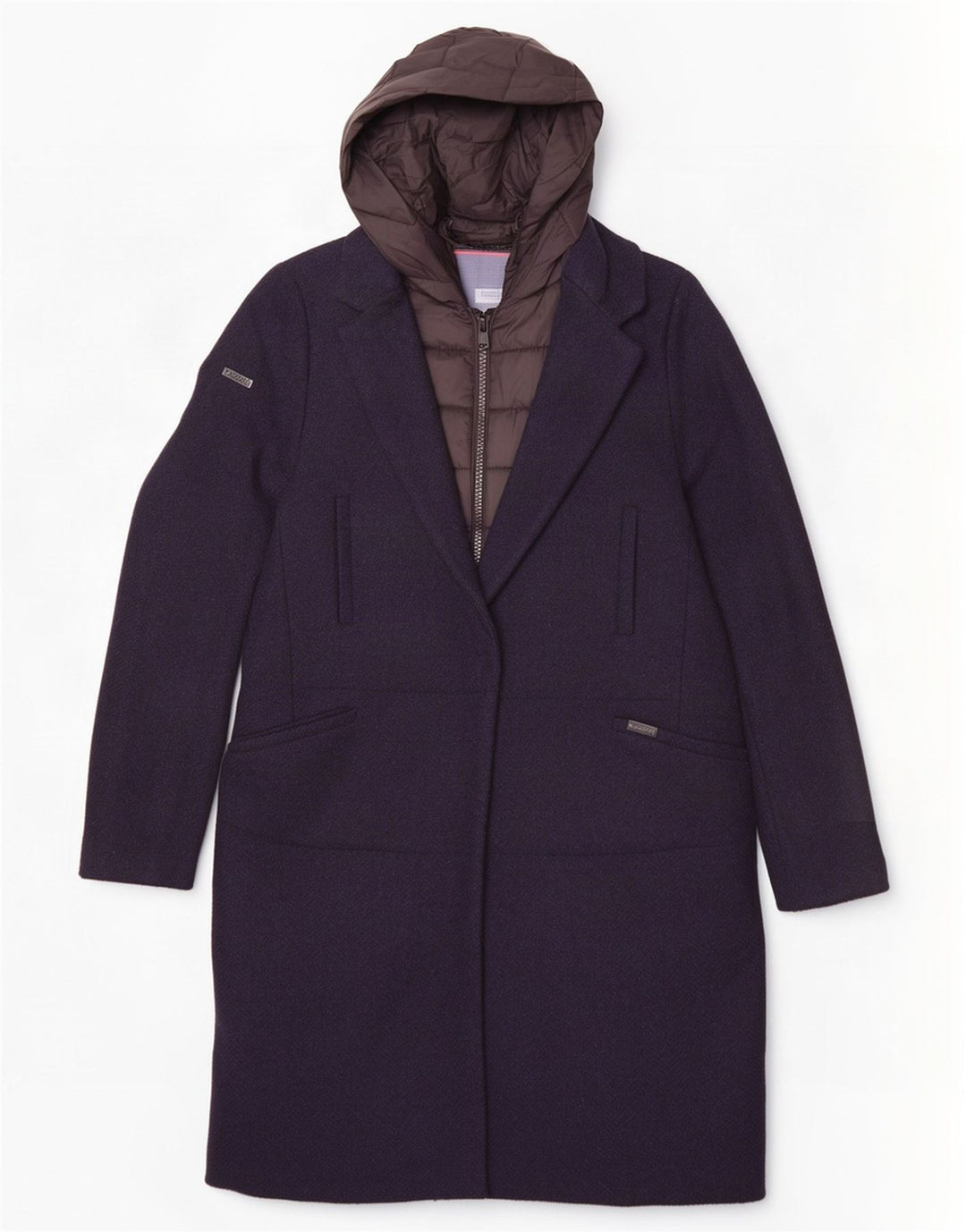 Sobretudo feminino Superdry com capuz UK 10 pequeno lã azul marinho