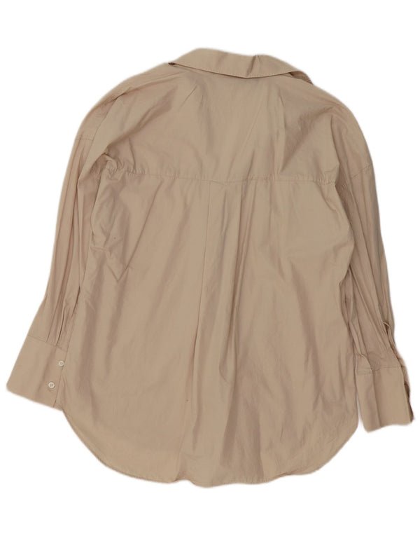 Blusa camisa oversized feminina Zara Reino Unido 10 pequena bege