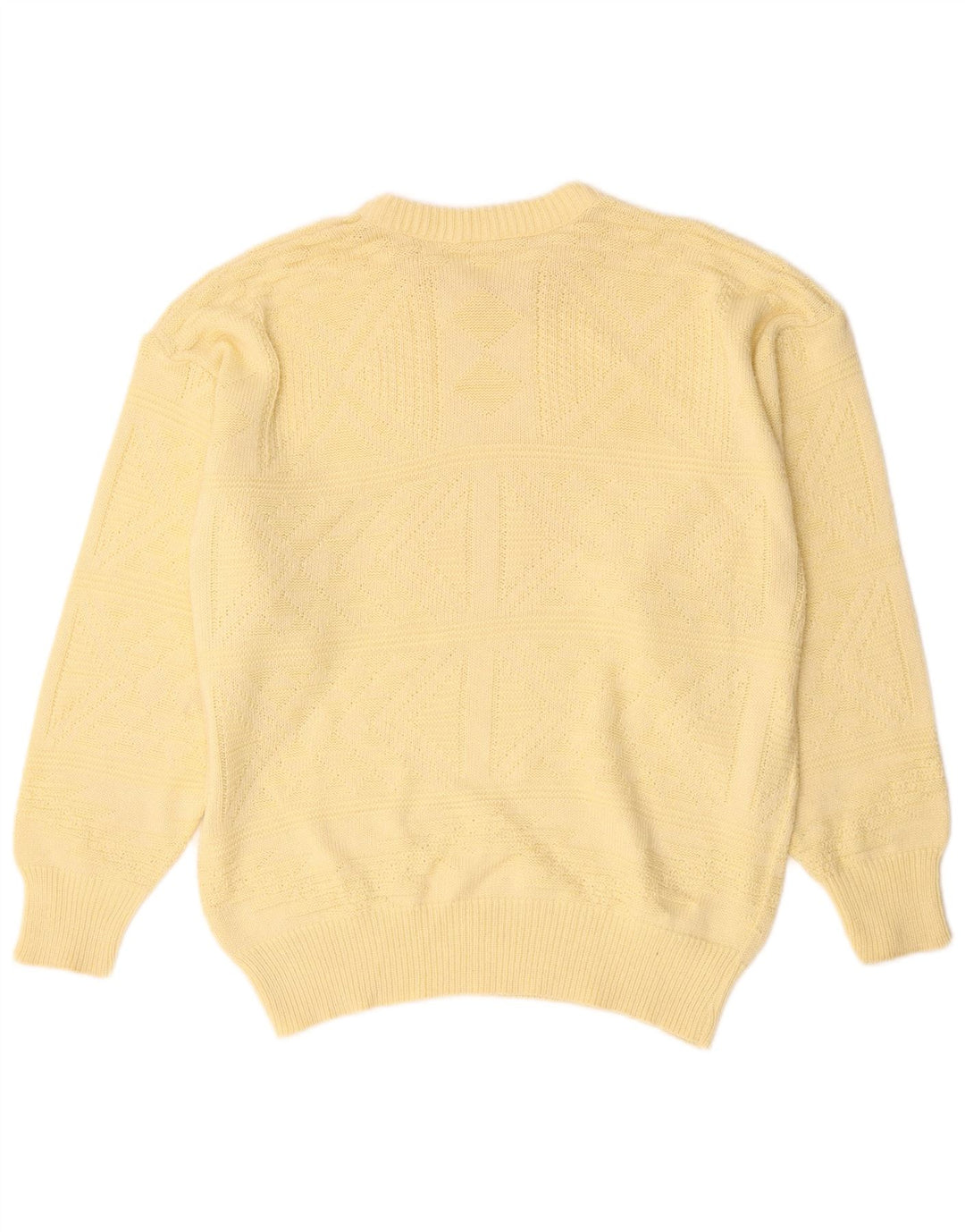 Suéter vintage masculino com gola canoa grande amarelo