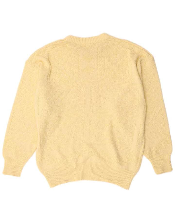 Suéter vintage masculino com gola canoa grande amarelo