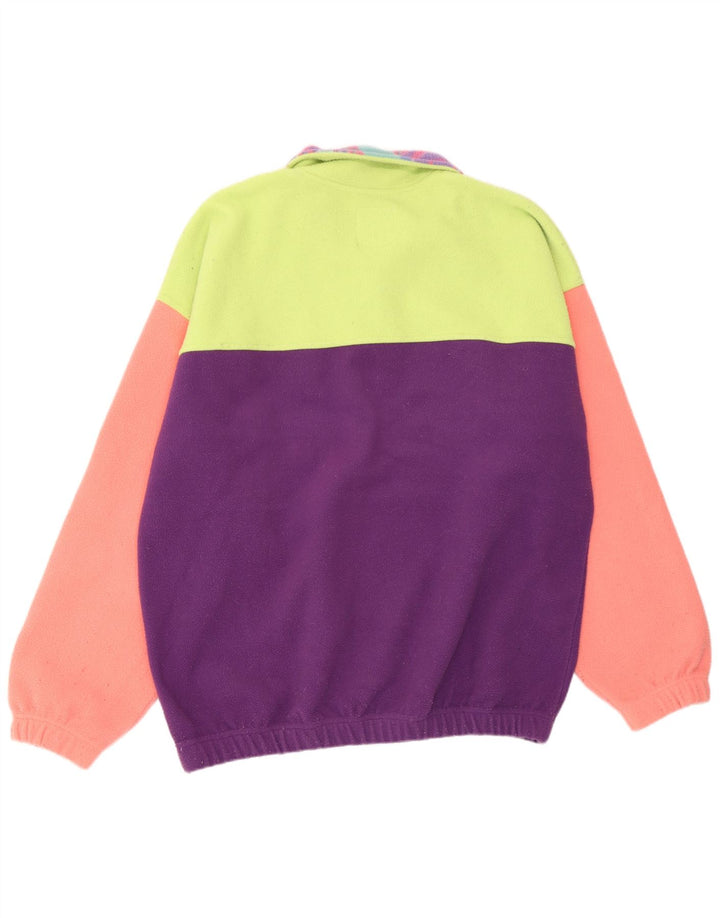 Benetton Masculino Zip Neck Fleece Jumper XL Poliéster Geométrico Multicolorido