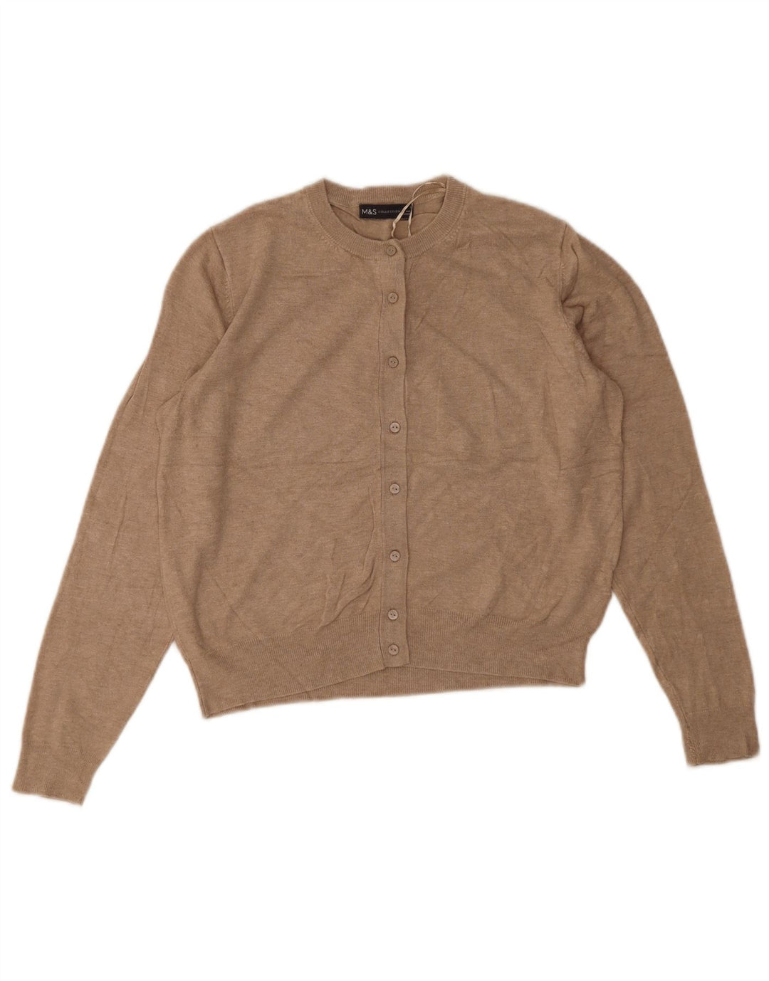 Suéter cardigã feminino Marks & Spencer Reino Unido 14 viscose bege médio