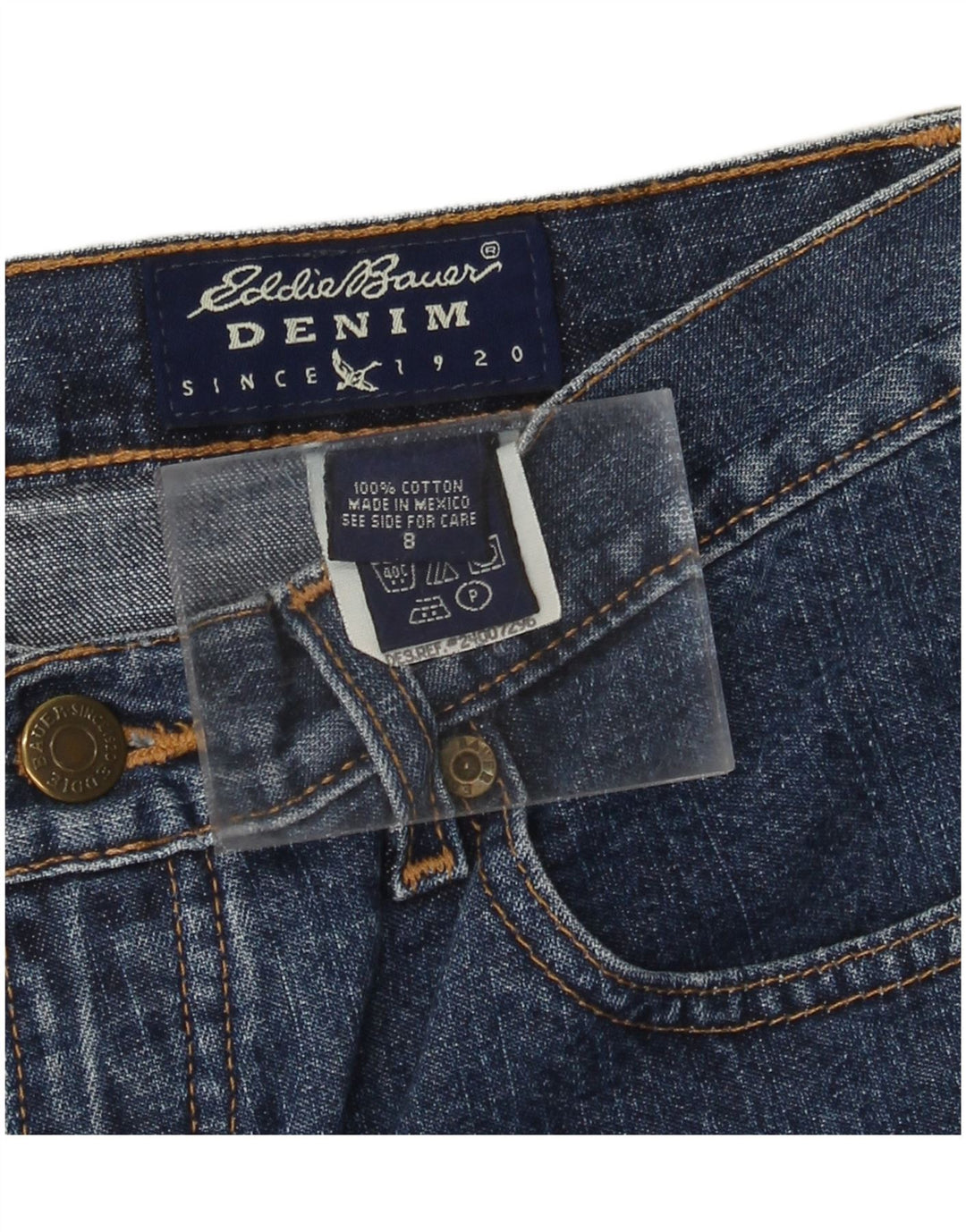 EDDIE BAUER Jeans Cônicos Femininos US 8 Médio W28 L31 Azul Marinho Algodão