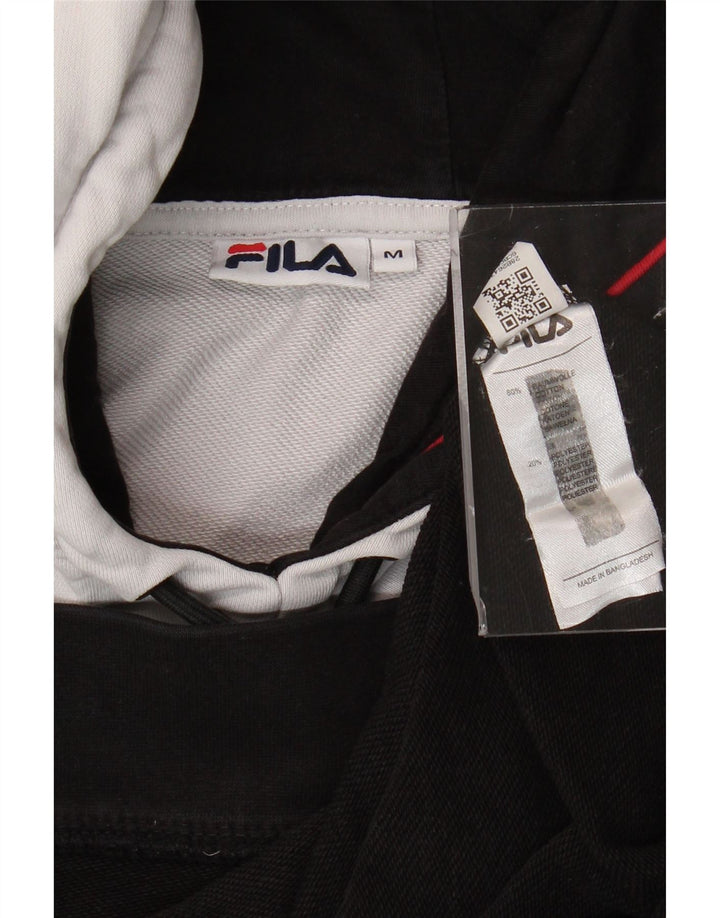 Fila Mens Hoodie Jumper Médio Preto Colourblock Algodão