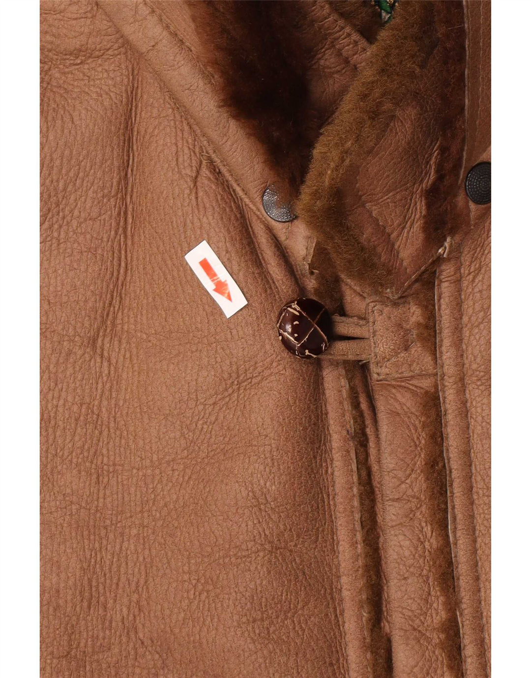 Sobretudo masculino Coveri com capuz de shearling EU 54 2XL couro marrom