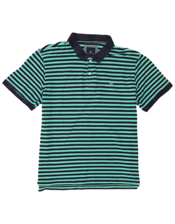 Camisa polo masculina 2XL da Crew Clothing algodão listrado azul marinho