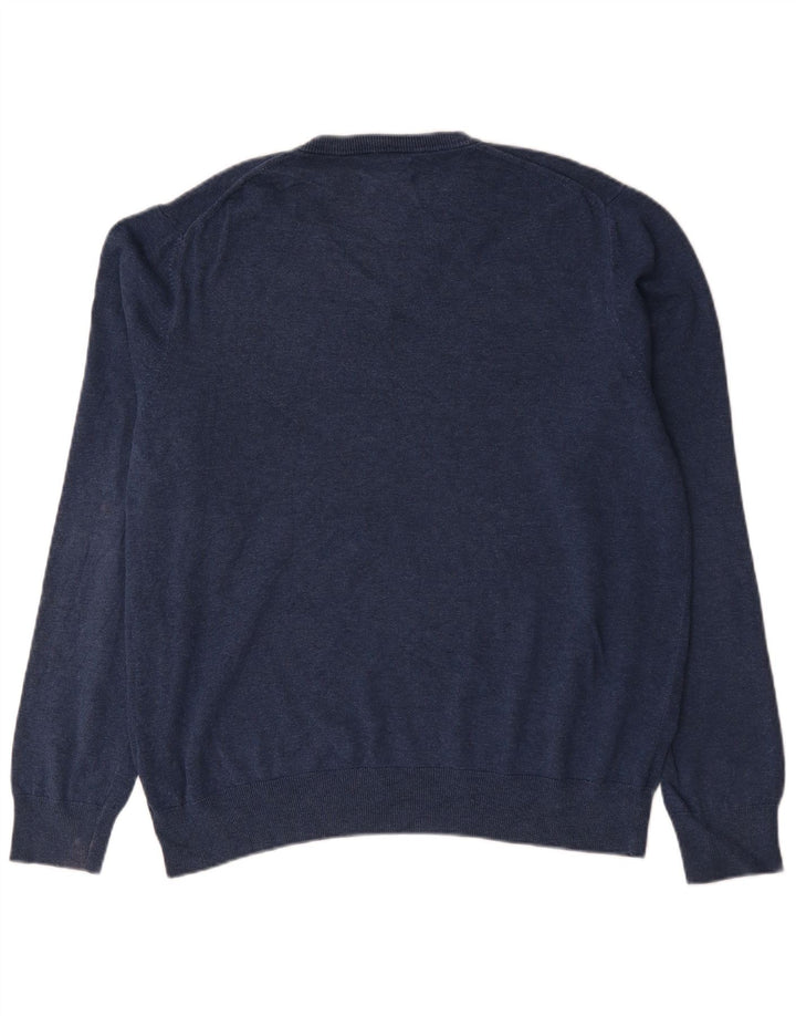 Suéter masculino Marks & Spencer com decote em V XL azul algodão