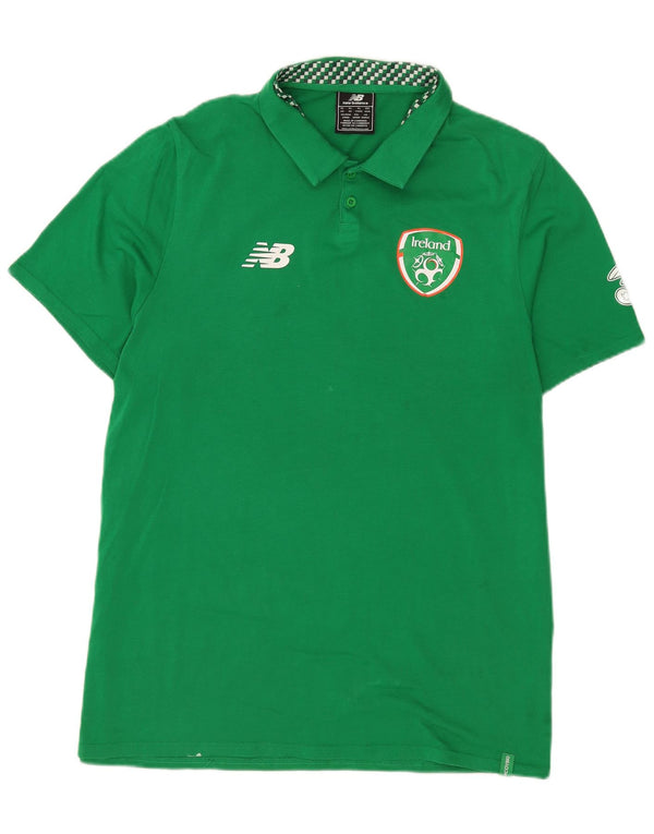 Camisa polo gráfica masculina New Balance Ireland XL algodão verde