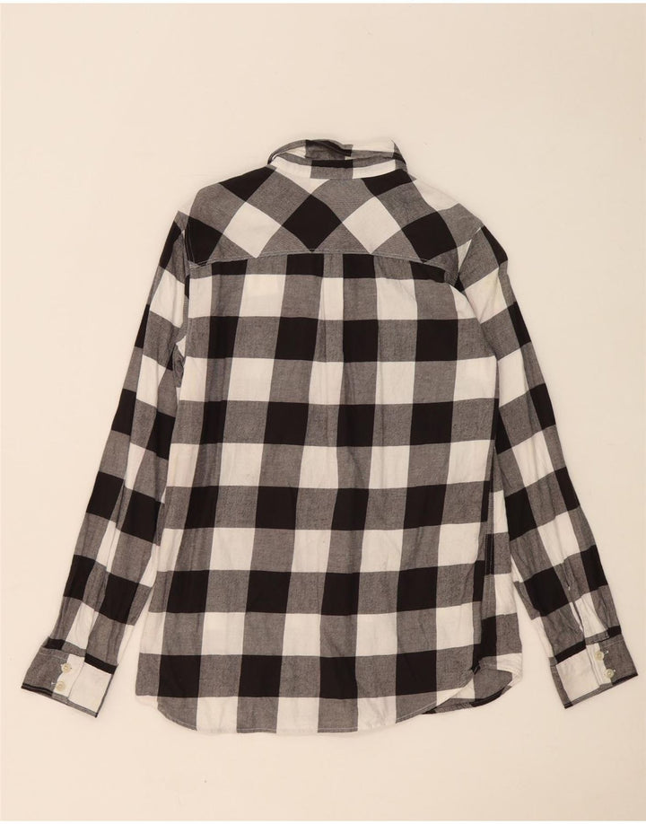 Camisa feminina Eddie Bauer Reino Unido 10 algodão guingão cinza pequeno
