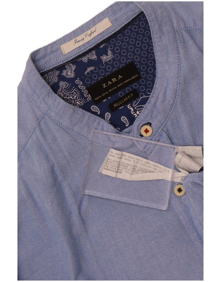 Camisa masculina Zara Regular Fit XL algodão azul