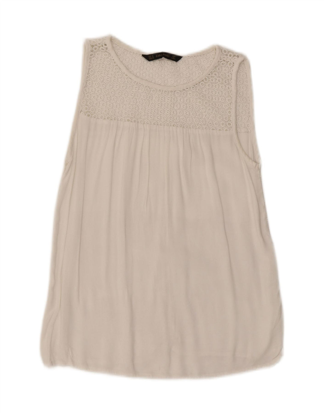Blusa feminina sem mangas ZARA UK 14 médio branco