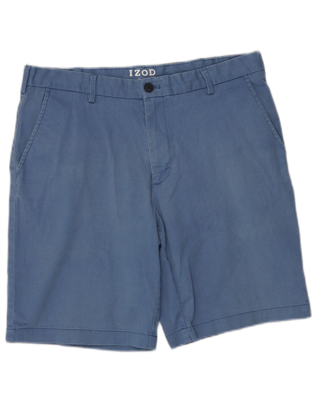 IZOD Mens Chino Shorts W32 Algodão Azul Médio