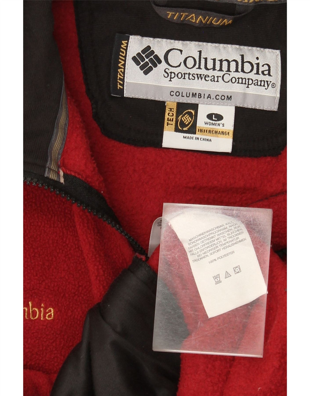 Columbia Womens Interchange Fleece Jacket UK 16 Grande Poliéster Borgonha