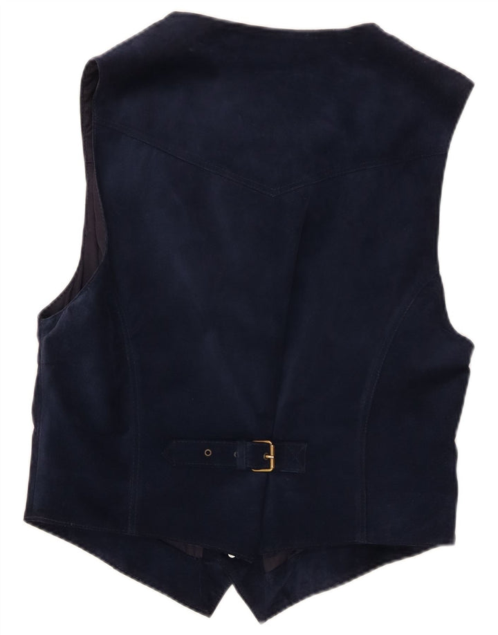 Colete vintage masculino de camurça pequeno azul marinho