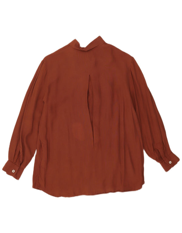 Blusa feminina vintage de manga comprida UK 16 grande marrom