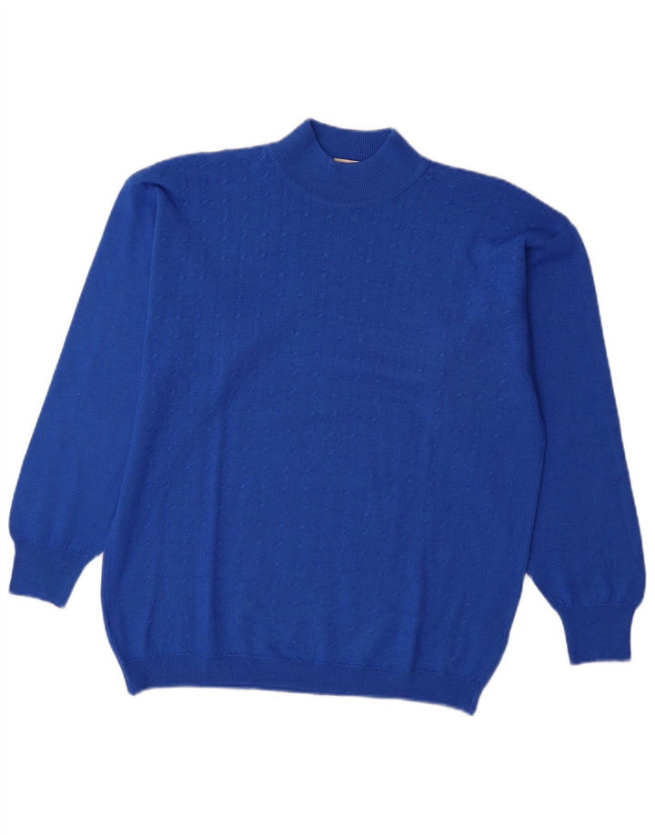 Suéter masculino Paolo Ottaviani com gola tartaruga de lã azul médio