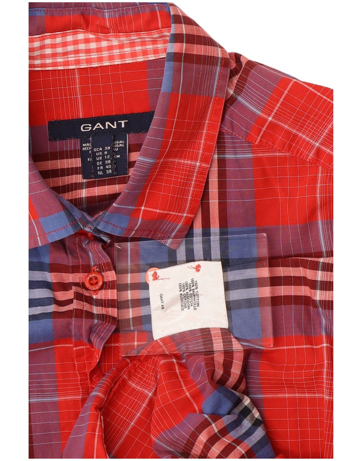 Camisa feminina GANT Reino Unido 12 algodão xadrez vermelho médio