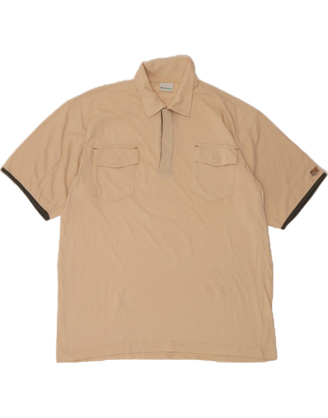 DIADORA Mens Polo Shirt 2XL Beige Cotton Vintage Diadora and Second-Hand Diadora from Messina Hembry 