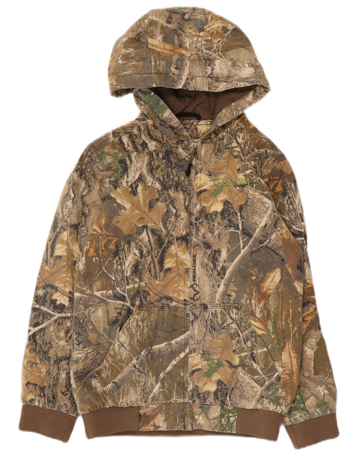 Jaqueta bomber Magellan Boys com capuz 11-12 anos camuflagem cáqui média