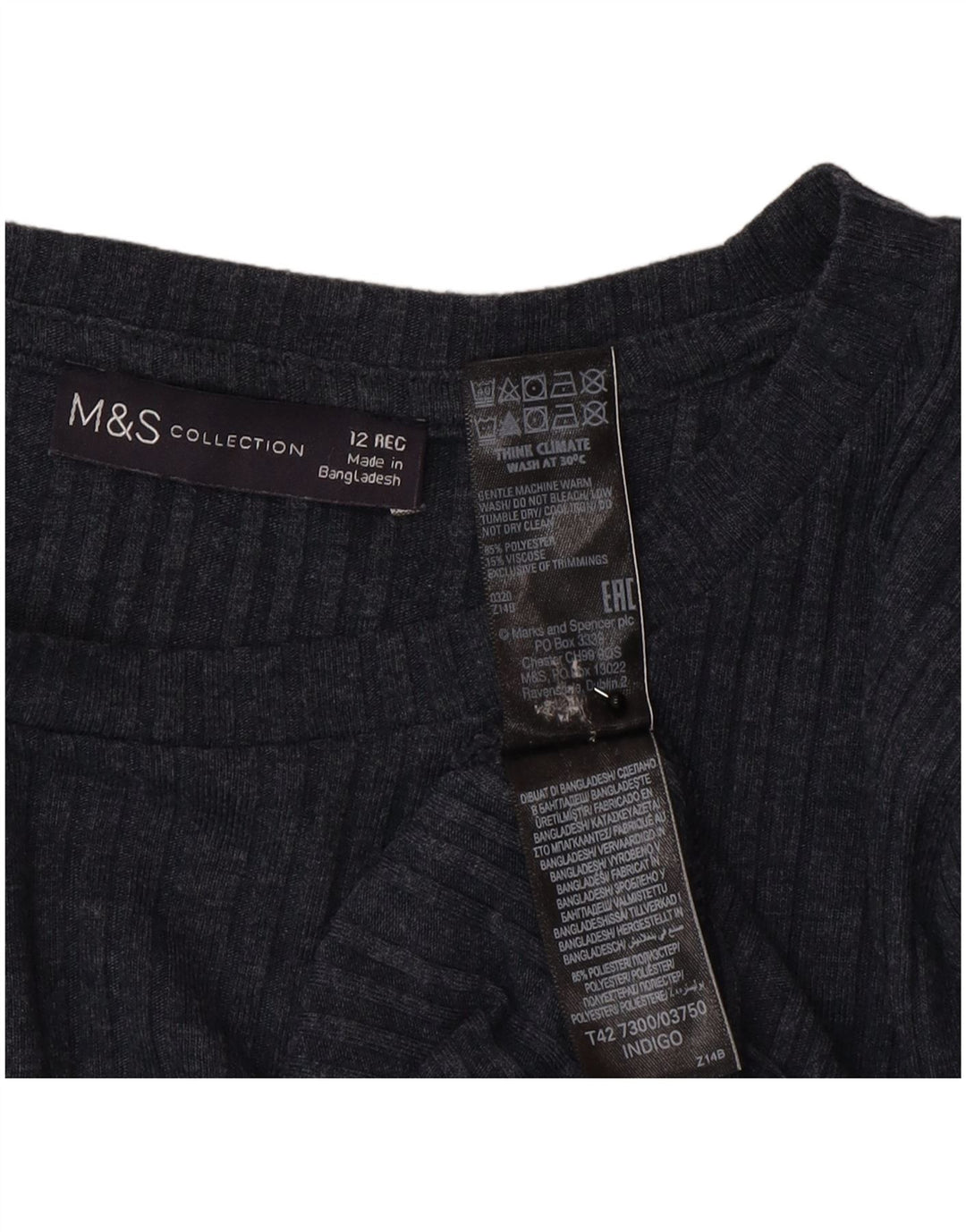 Vestido jumper feminino Marks & Spencer Reino Unido 12 poliéster azul marinho médio