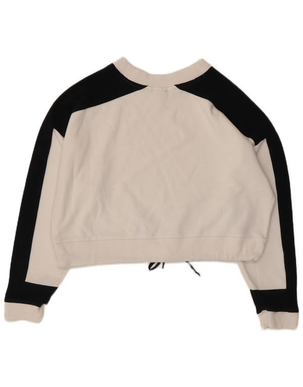 Puma Womens Crop Graphic Moletom Jumper UK 14 Medium White Colourblock