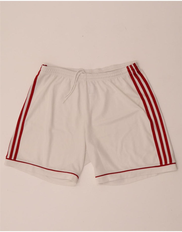 Shorts esportivos masculinos Adidas grande poliéster branco