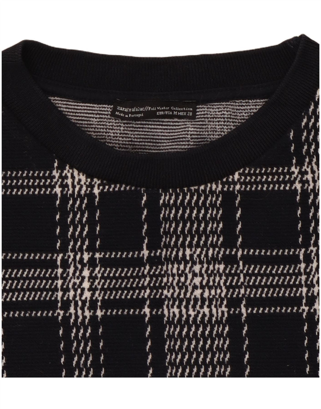 ZARA moletom feminino jumper UK 14 médio xadrez azul marinho