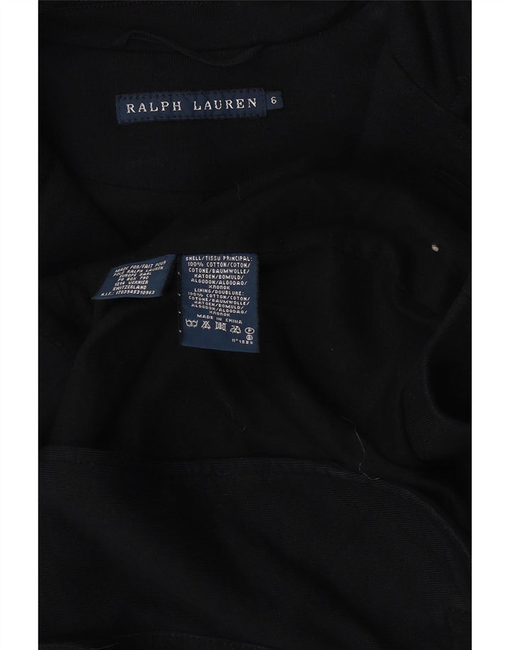 Ralph Lauren Jaqueta blazer feminina de 3 botões EUA 6 algodão preto médio