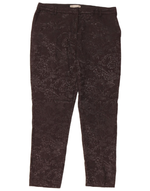 Oasis Womens Slim Chino Trousers UK 14 Large W34 L27 Black Floral Cotton