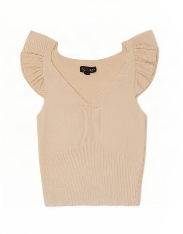 Blusa cropped feminina Topshop UK 12 médio off white viscose