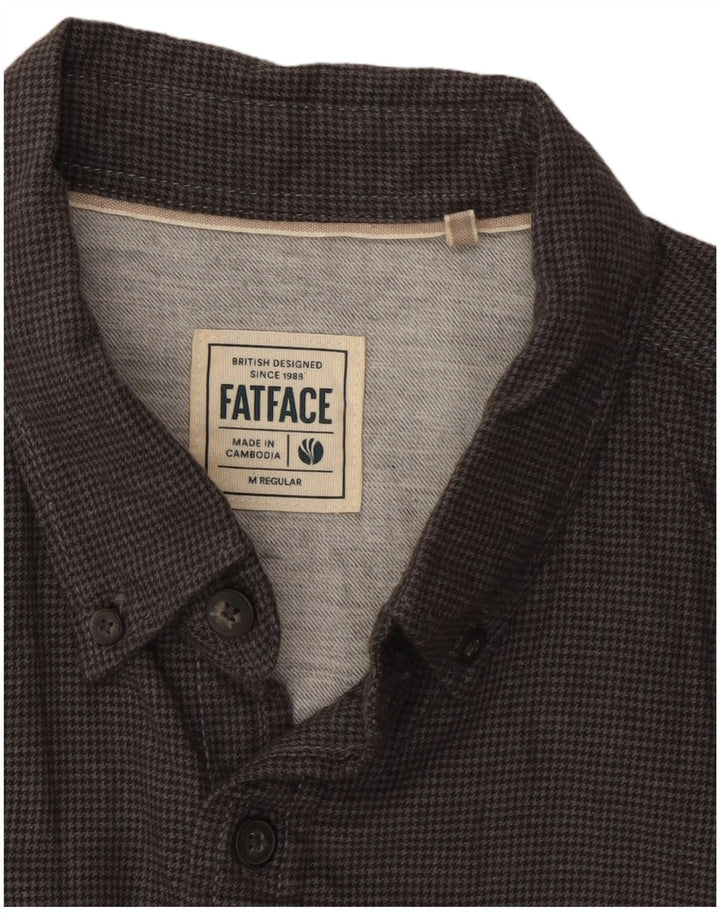 Camisa regular masculina Fat Face algodão houndstooth cinza médio