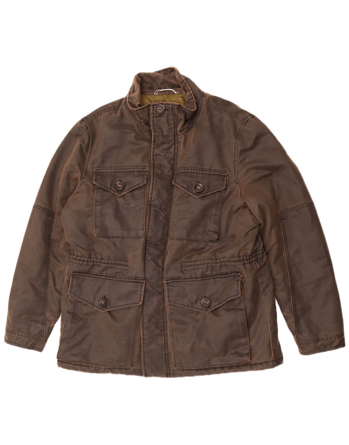 Jaqueta masculina de algodão encerado Marks & Spencer Reino Unido 42 XL marrom